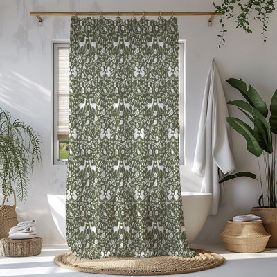 Green Woodland Pattern Shower Curtain