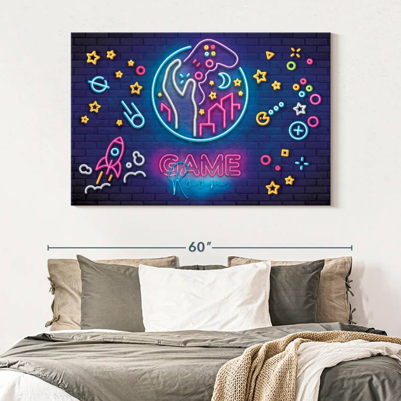 «Game Room», néons sur toile, H 34 po x l 51 po x P 1,25 po