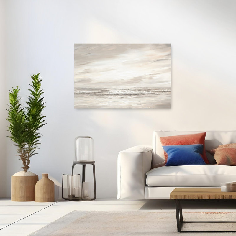 Art mural côtier abstrait matin, 32" H x 48" W