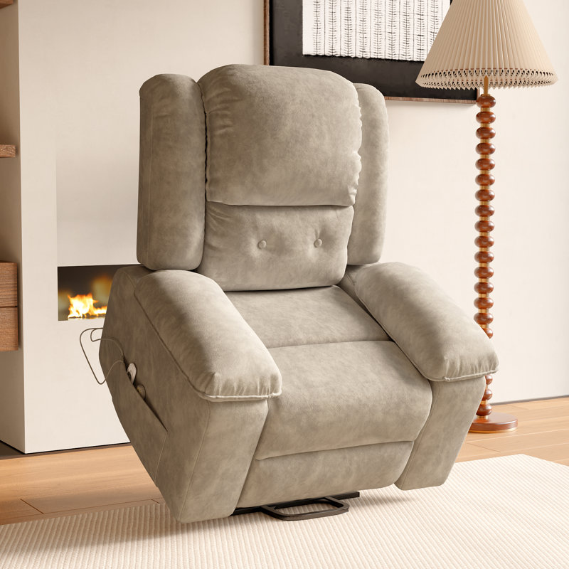 Analiesa Electric Massage Chair With Heating, Light Beige Suede 