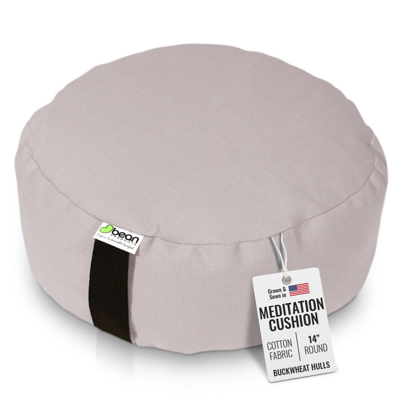 Zafu Meditation Pillow - Cotton Yoga Pillow for Sitting on Floor with Organic Buckwheat Fill, Zen Kneeling Prayer Pad - Round or Oval