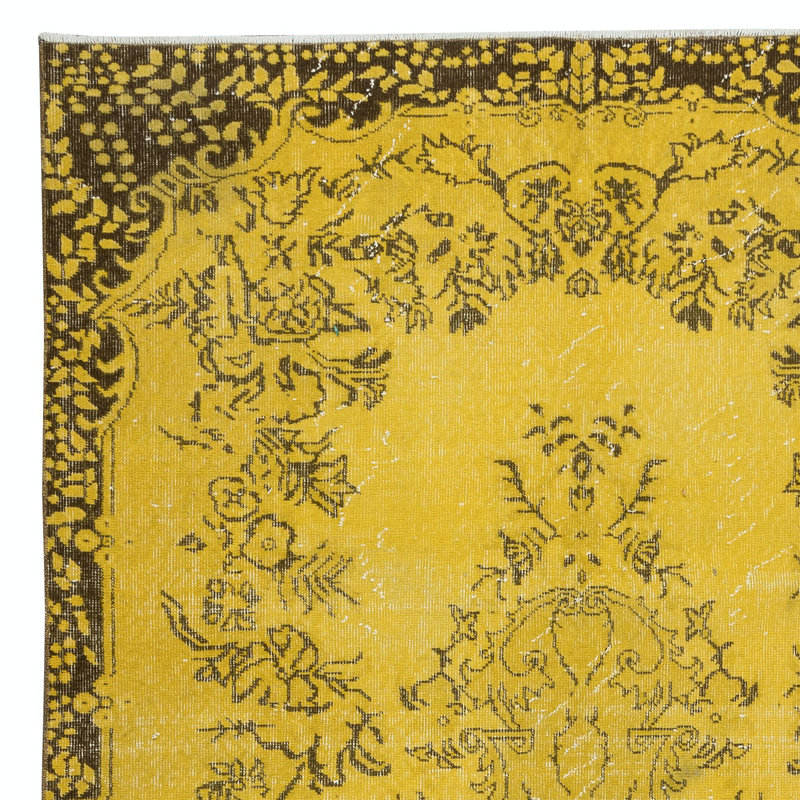 Tapis turc 5,5 pi x 9,5 pi fabriqué à la main de taille pièce, tapis turc recyclé avec motif de médaillon