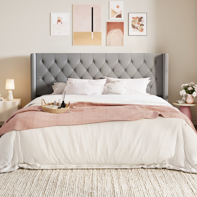 Hilbert Upholstered Low Profile Platform Bed Frame with Headboard