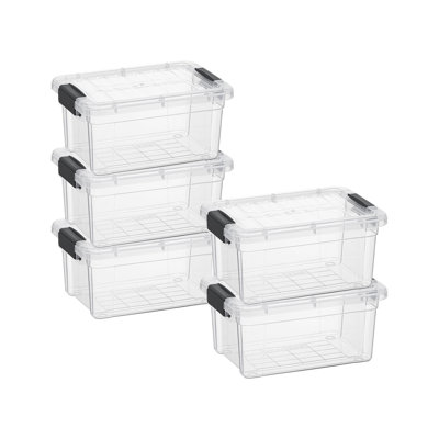 Bacs de rangement Superio avec couvercles, boîtes transparentes de 1,85 pte pour l'organisation, contenants en plastique empilables - sans BPA, non toxiques, sans odeur, organisateur pour la maison, le bureau, le dortoir, paquet de 5