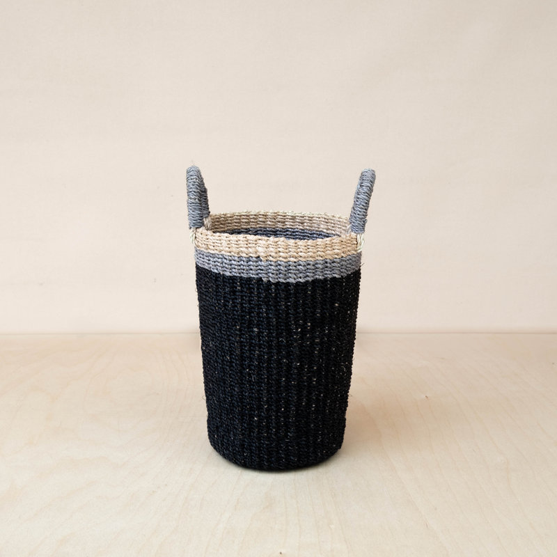 Olive Cylinder Vase Basket, Black