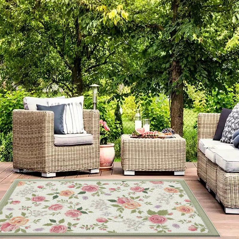 Floral Pattern Area Rug, Soft And Lightweight, Suitable For All Seasons, Easy To Maintain And Easy To Clean, Machine Washable Carpet Floor Mat, Suitable For Living Room, Bedroom, Hallway, Balcony, Patio, Room Decor, Home Decor, Outdoor Decor