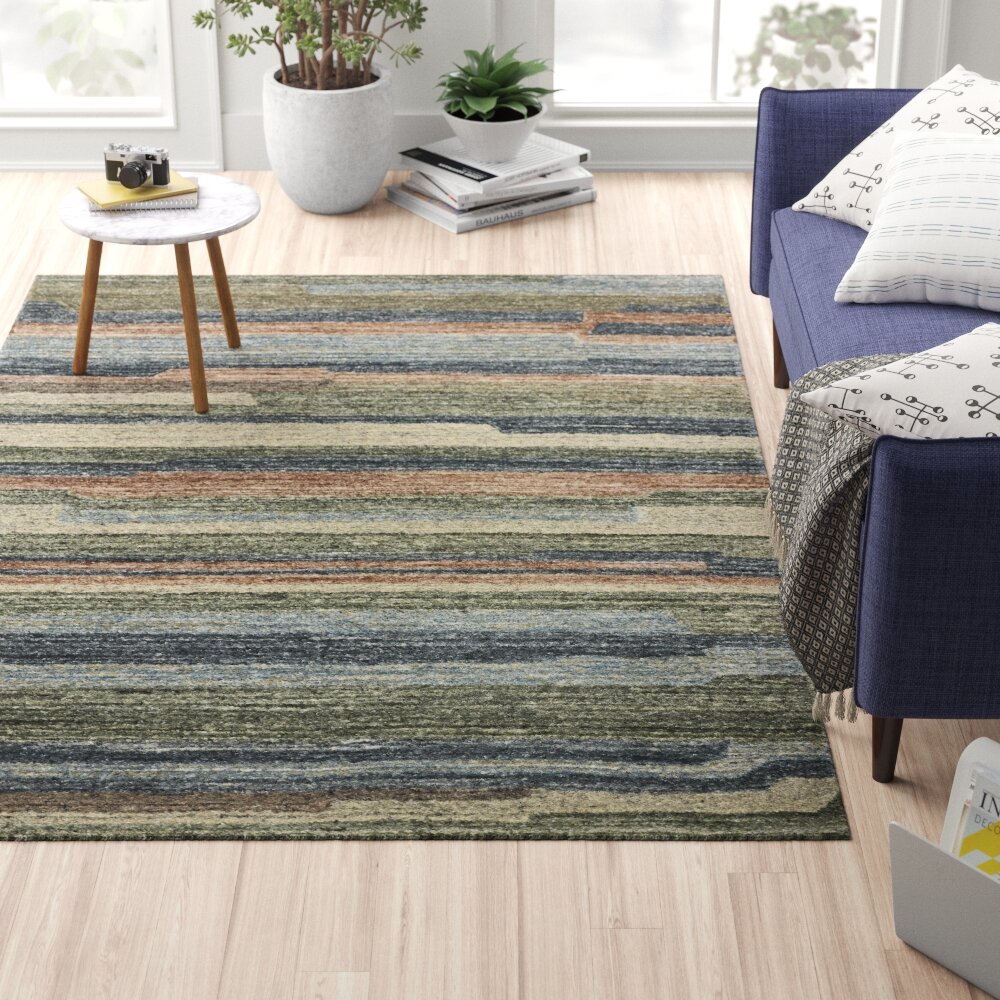 300x400 London Rug Handwoven Modern Wool Blue/Beige Large