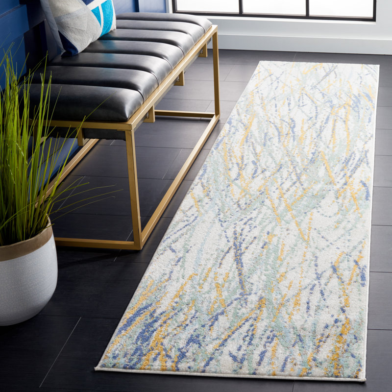 Pearsons Area Rug In Gold/Blue/Green, Runner 2'2" x 9'