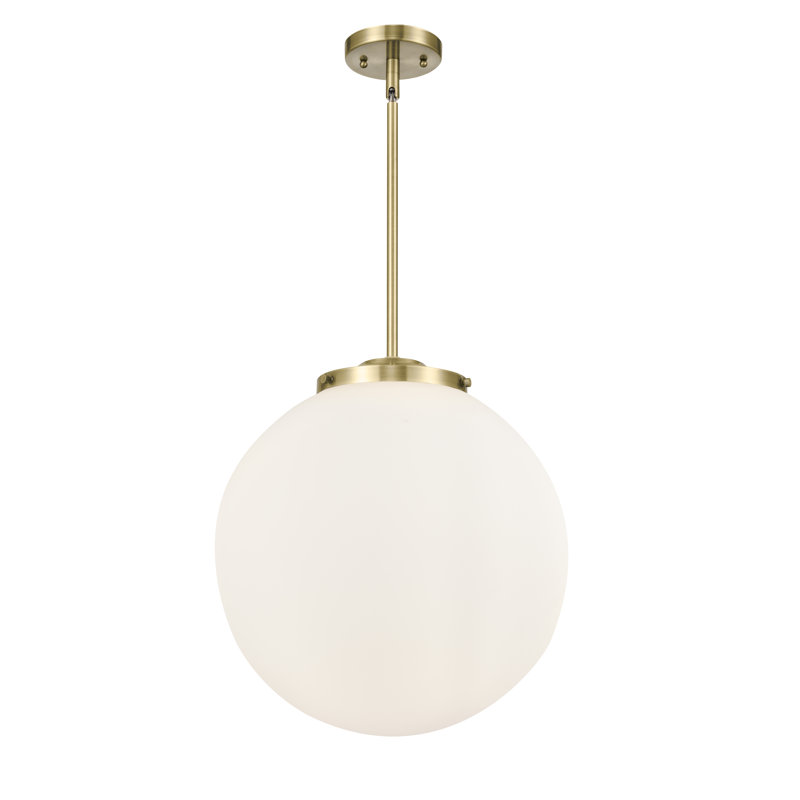 Luminaire suspendu sphère 3 lumières Frederick, Laiton antique, Blanc mat, H 17 po x l 16 po x P 16 po
