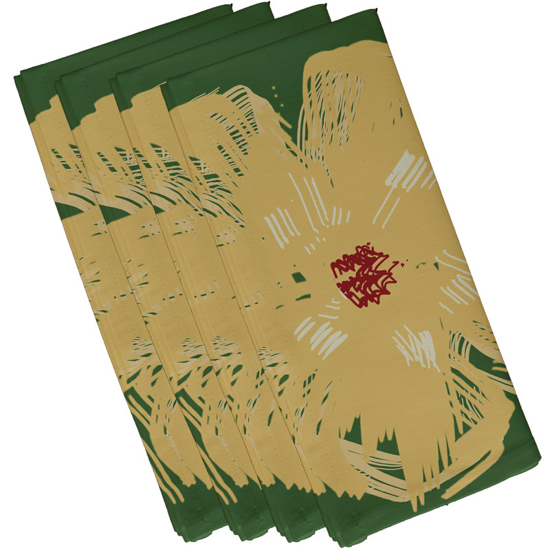 Ensemble de serviettes 4 pièces Brainard, L 18 po x L 18 po, Beige / vert / rouge