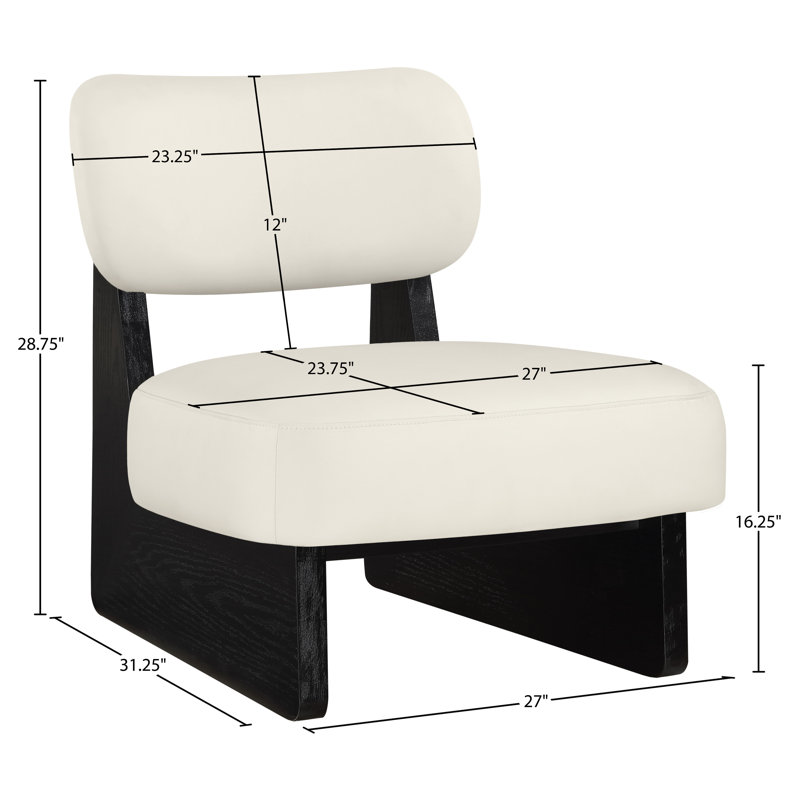 Fauteuil d'appoint en cuir Vetra Lystra, Crème végétalien en cuir, Noir
