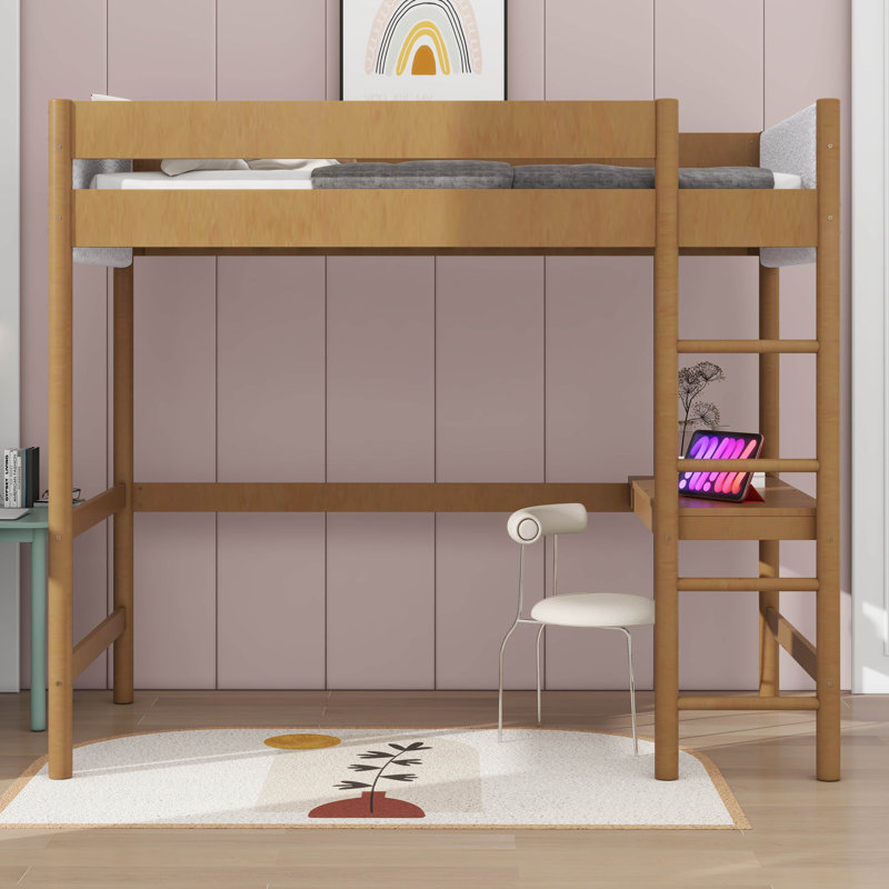 Kimmberly Twin Size Upholstered Loft Bed With Desk