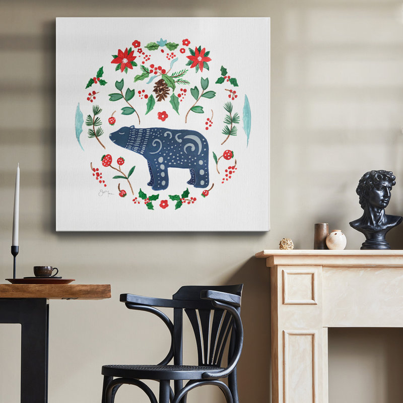 Ours de Noël de Noël - Toile tendue avec châssis de qualité supérieure - prête à être accrochée