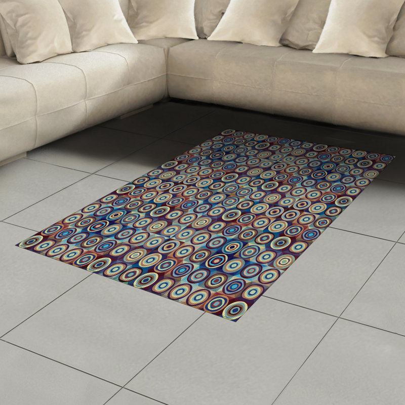 Geometric High Density Long Fiber Poly Threads Decorative Area Rug Carpet, Rectangle 4' x 5'8"