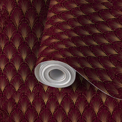 Peel and Stick Wallpaper Contact Paper Luxury Vintage Scallop Embossed Gold Wall Art Self Adhesive and Removable 24in x 118in(60x300cm)
