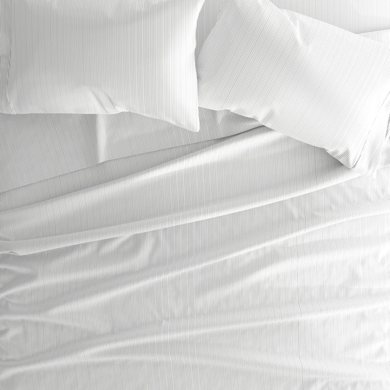Home Beaded Arrows Striped Pattern Microfiber Sheet Set, King Sheet Set, Gray Pinstriped