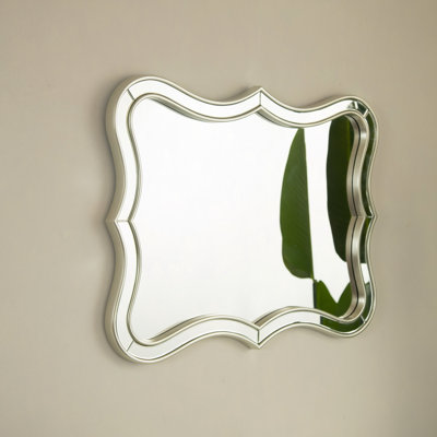 24" Mirror, Wave-Shape PU Material Light Luxury Style Art Decorative Mirror With Golden Frame, Suitable For Bathroom, Bedroom, Living Room, Corridor, Entryway