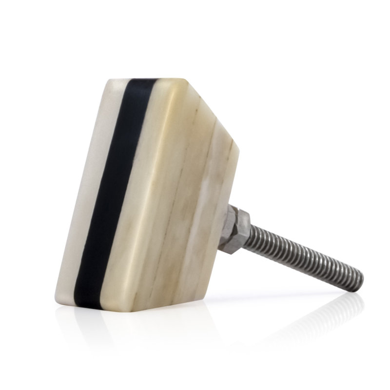 Trapezium 1-1/2 in. Black Stripe Over Cream Base Cabinet Knob