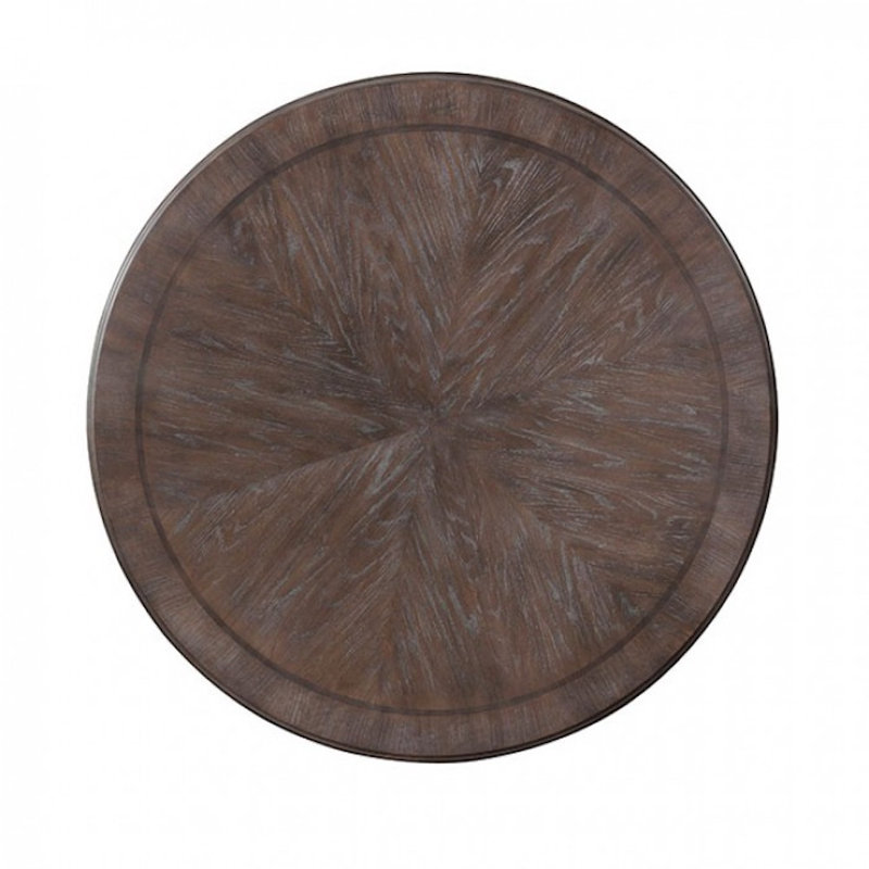 Marblewood 60'' Round Dining Table with Carved Pedestal Base, Natural Wood/Rustic Natural