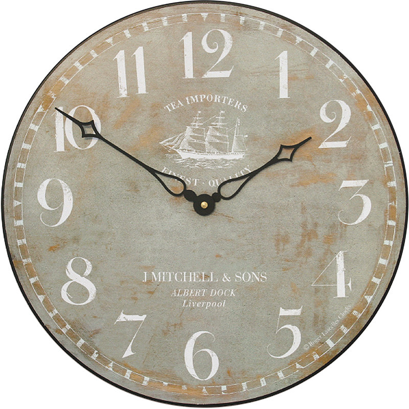 Ship Motif on Wood Effect Background - 36cm