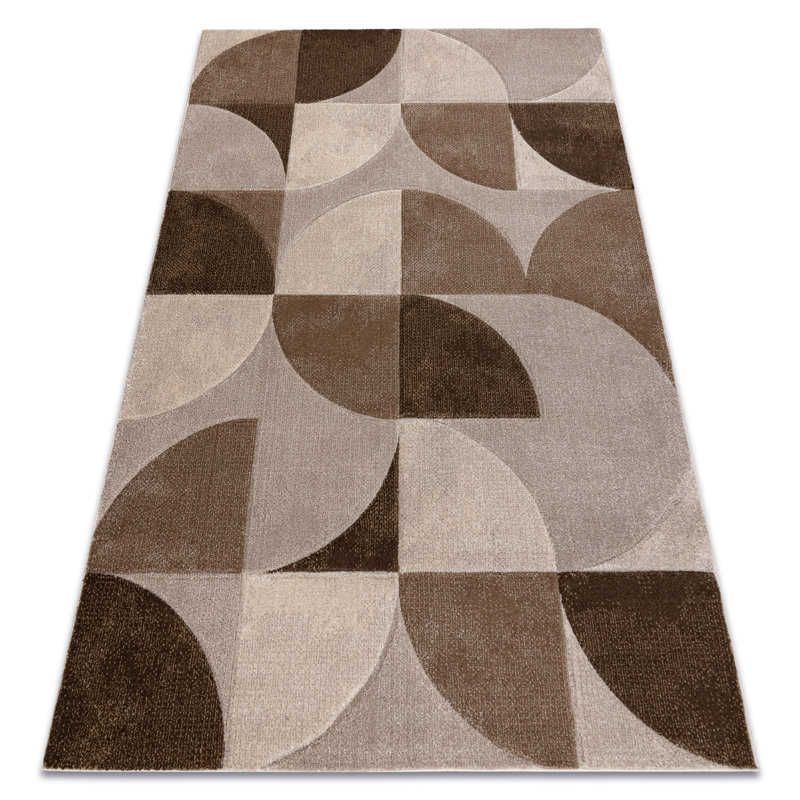 Cayrn Rectangle Geometric Area Rug, Beige/Light Brown, Rectangle 160 cm x 220 cm