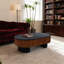 Table basse elliptique de 111 cm (43,7 po) au design unique en forme de champignon, avec rangement dissimulé pour accessoires de bureau. Table contemporaine, couleur noir et brun, solution multifonctionnelle.