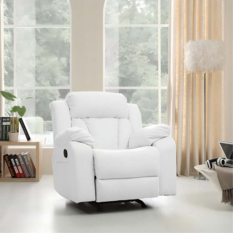 Élégant fauteuil inclinable blanc avec accoudoirs rembourrés, Blanc
