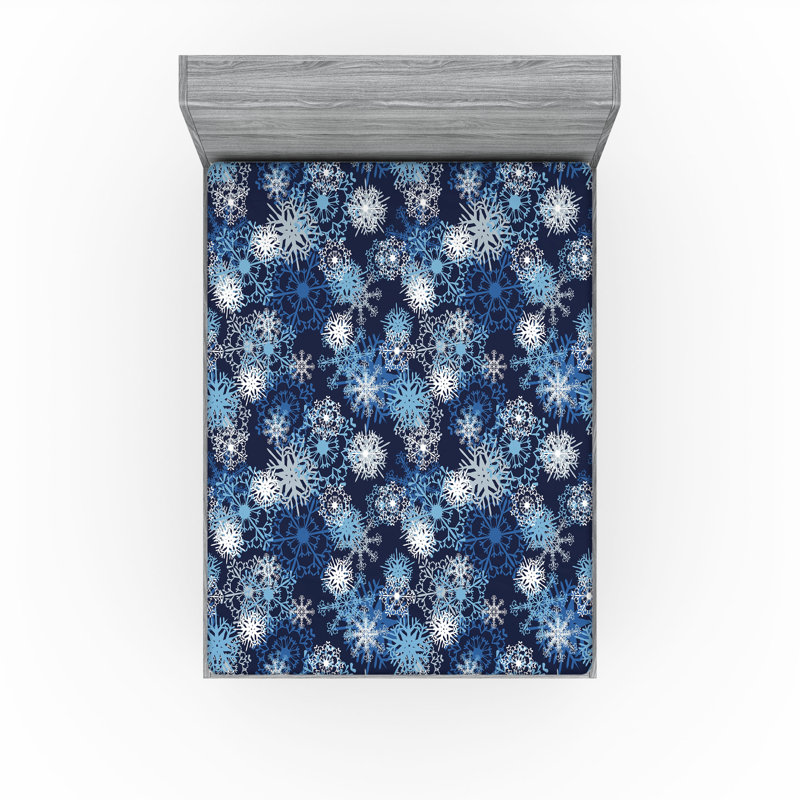 Drap-housse Ambesonne, paquet de 2, Drap-housse très grand californien, Bleu pâle / floral bleu foncé