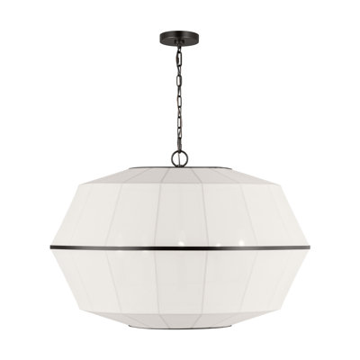 Ellen Degeneres Hikari 5 Light Dining Room Pendant With White Linen Shade