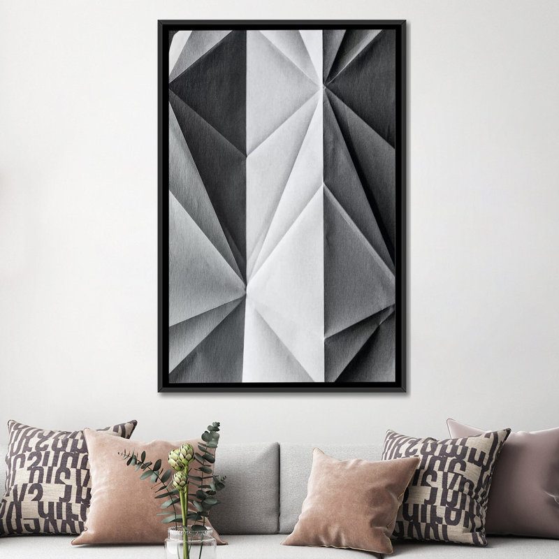 " Folded Paper I " by Mareike Böhmer, 26" H x 18" W x 1.5" D, Black Framed Canvas, No Mat