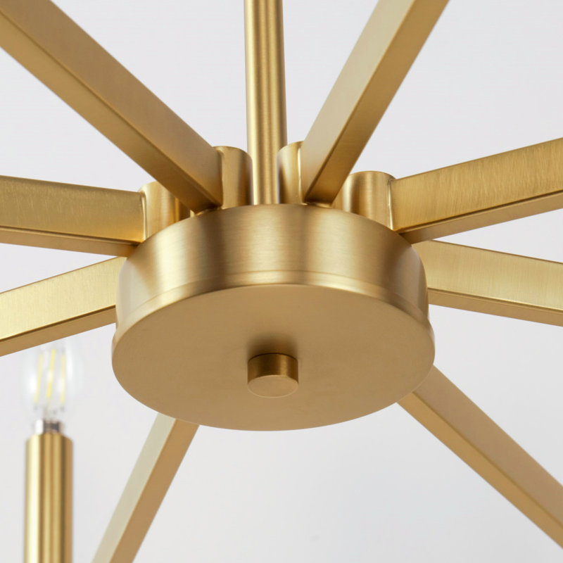 8-Light Farmhouse Chandelier With Candle Design For Dining Room, Kitchen Island, Or Foyer, Gold