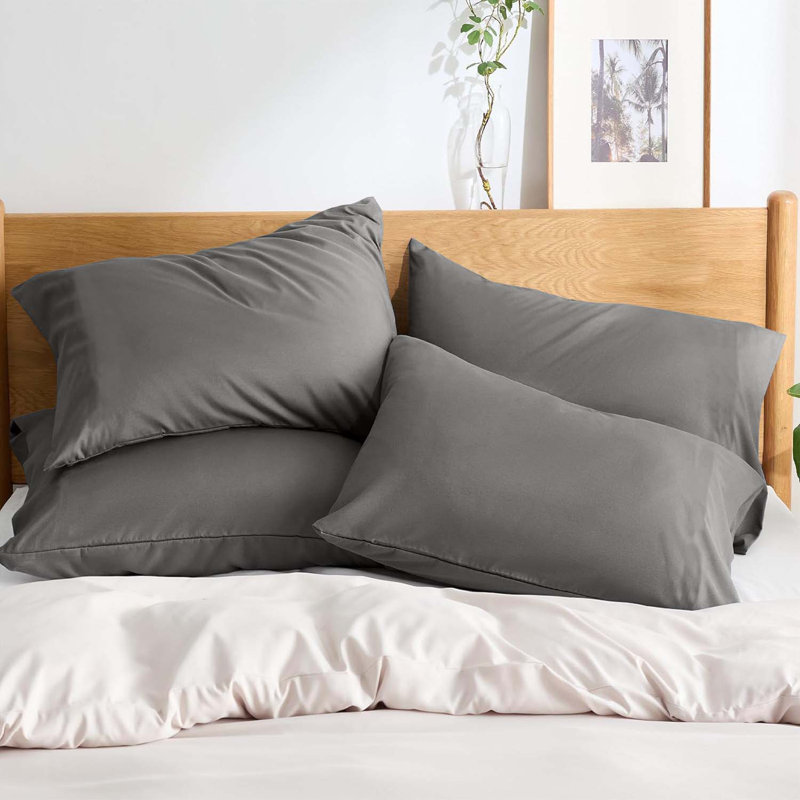 100% Microfiber Solid Dyed Pillowcase - Modern Accent Pillow Cover for Sofa, Bed & Living Room, Grey