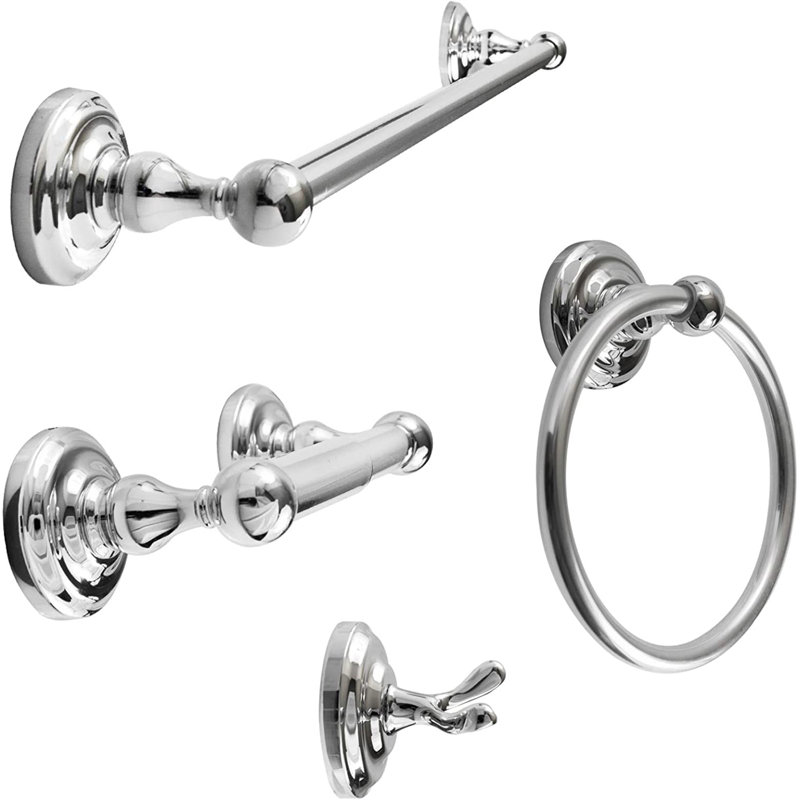 Robiki 4 - Piece Bathroom Hardware Set, Polished Chrome