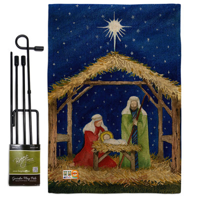 Double Sided 18.50 in. H x 13 in. W Polyester Christmas Flag set