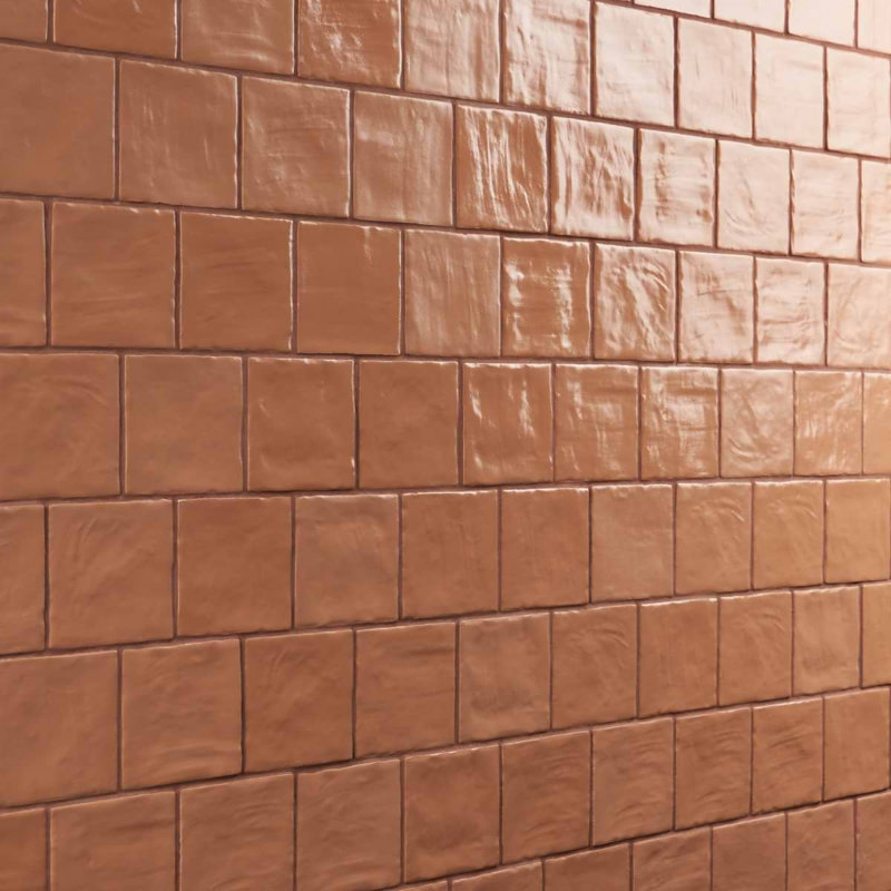 Montauk 4X4 Ceramic Mixed Finish Wall Tile, Terracotta