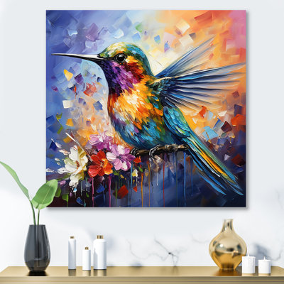 Art mural en métal bleu fée néotropicale fée II - Colibri