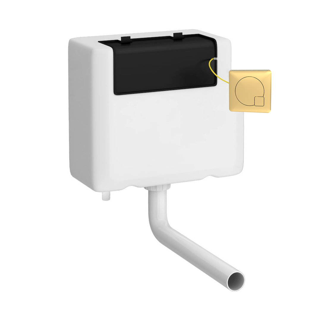 Universal Access Cistern & Brushed Brass Traditional Flush Plate
