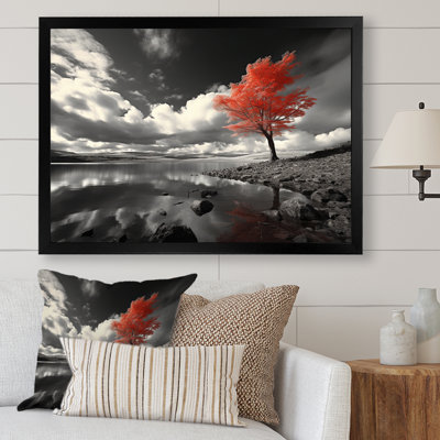 Red Lake Red Lake Monochromatic - Lake House Cottage Wall Art Living Room