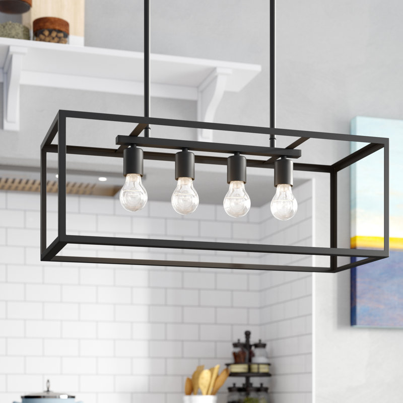 Luminaire suspendu linéaire à 4 lumières pour îlot de cuisine Carlyle