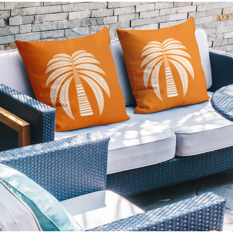 Housse et insert de coussin décoratif intérieur / extérieur en mélange de polyester, L 15 po x H 15 po, Orange