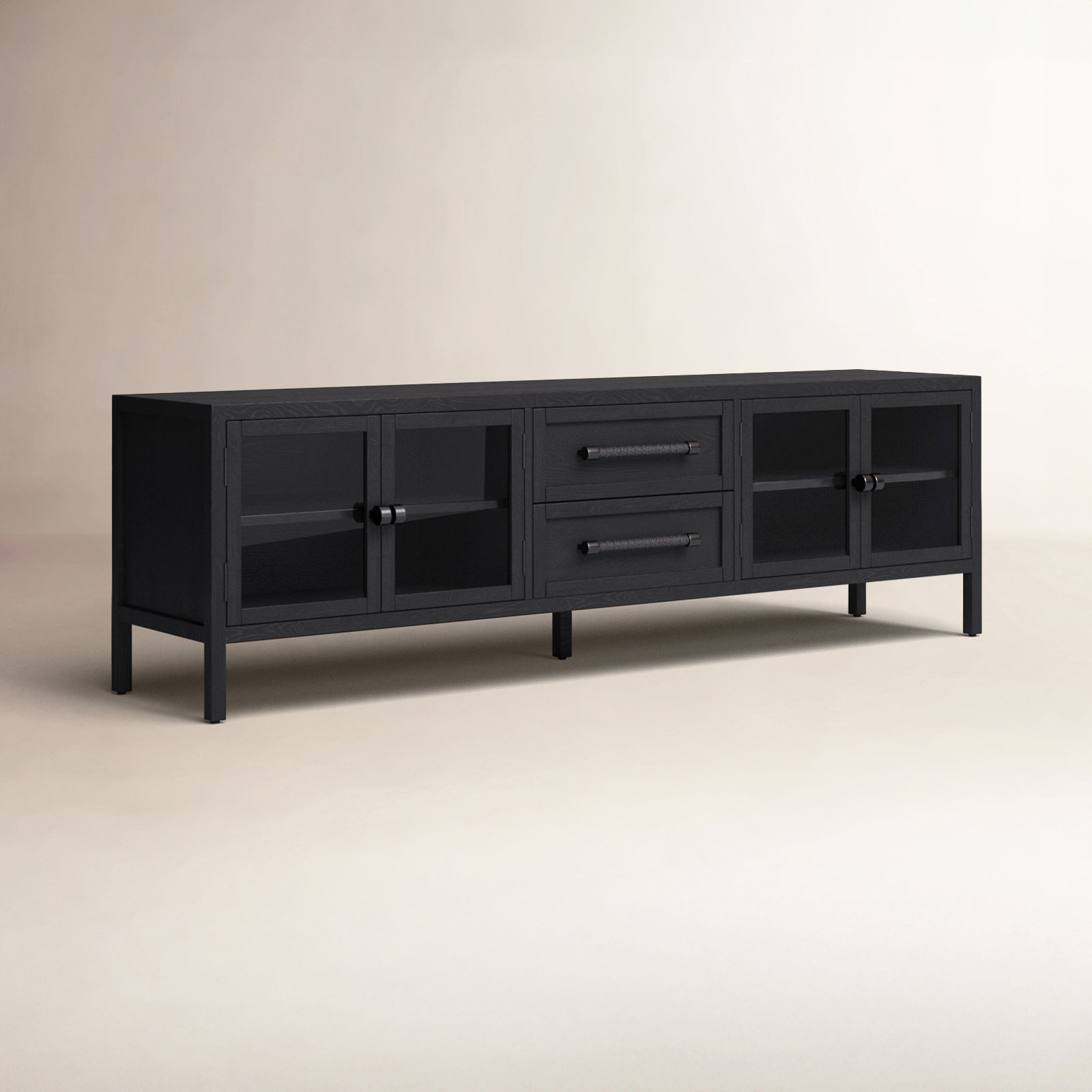 Nelina 84" Oak Media Console, Black