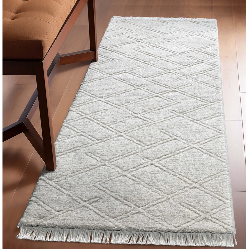  Tapis ivoire texturé Marina, Tapis de couloir 2 pi 3 po x 7 pi 3 po