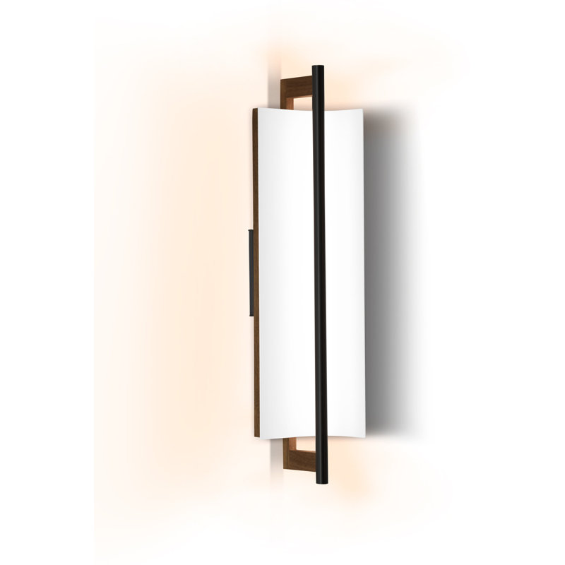 Allavo 22" Dimmable LED Bath Sconce, 2700K - 120V AC, Textured Black/Textured White, Brushed Aluminum/Walnut