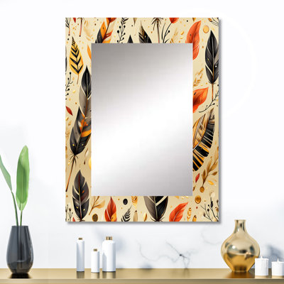 Amyrie artistique nomade Boho motif tons de terre - miroir décoratif boho, floral, grand miroir mural nature, art imprimé en métal