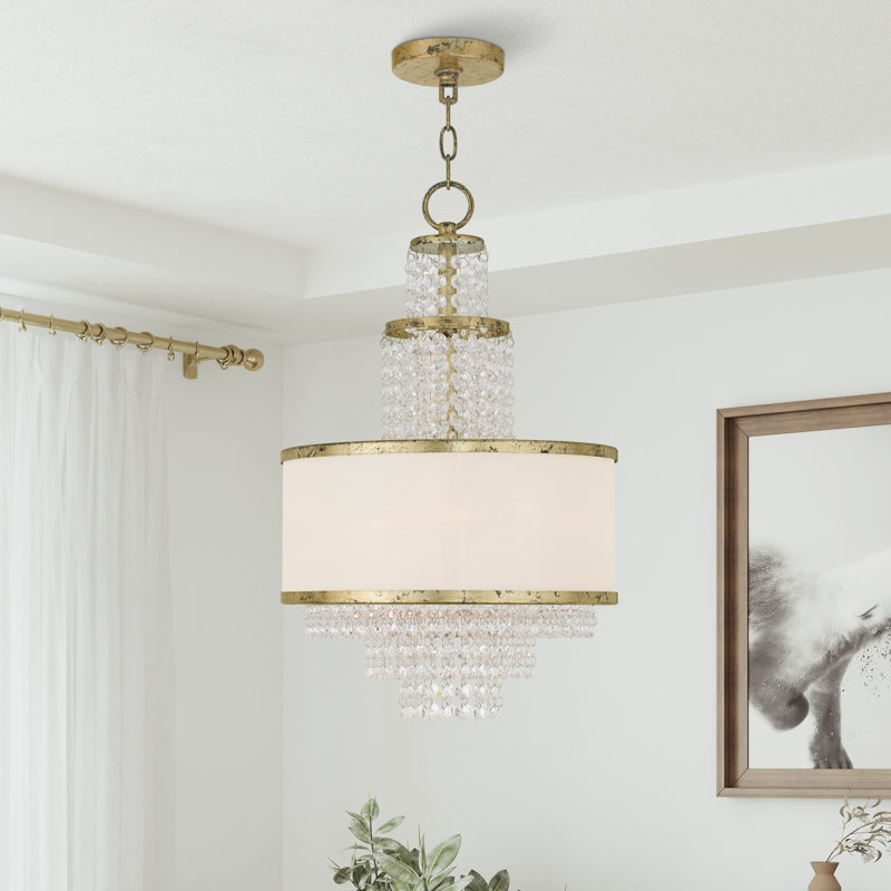 Eshaa 3 - Light Dimmable Tiered Chandelier, 23" H x 13.75" W x 13.75" D, Winter Gold