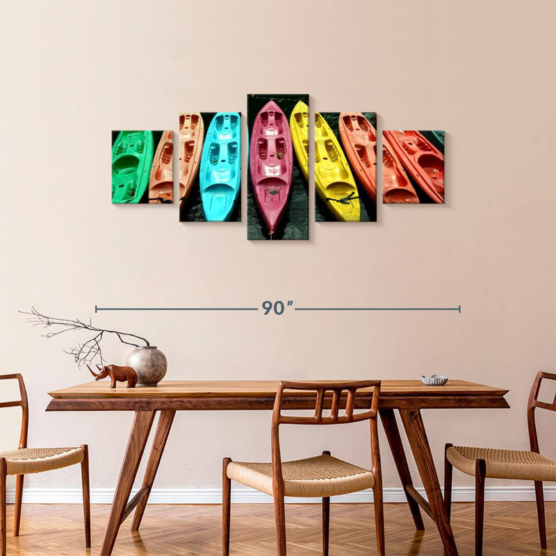 Kayaks en couleurs, H 36 po x l 80 po