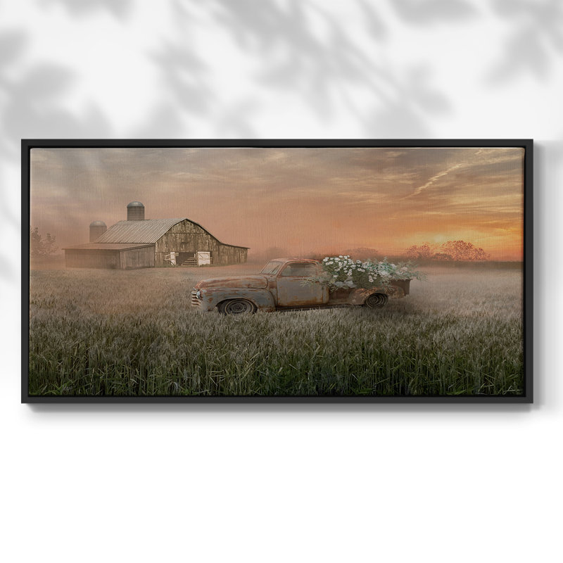 Tôt le matin, brouillard - Toile tendue avec châssis encadré - Prêt à être accroché, H 21 po x l 41 po, Noir