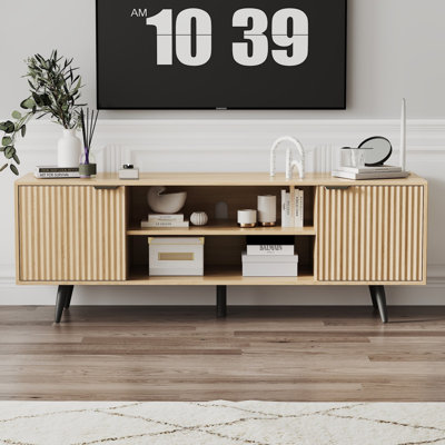 Modern TV Stand with Storage Cabinet, Wood Fashionable TV Cabinet, Entertainment Center TV Stand for TV, Living Room