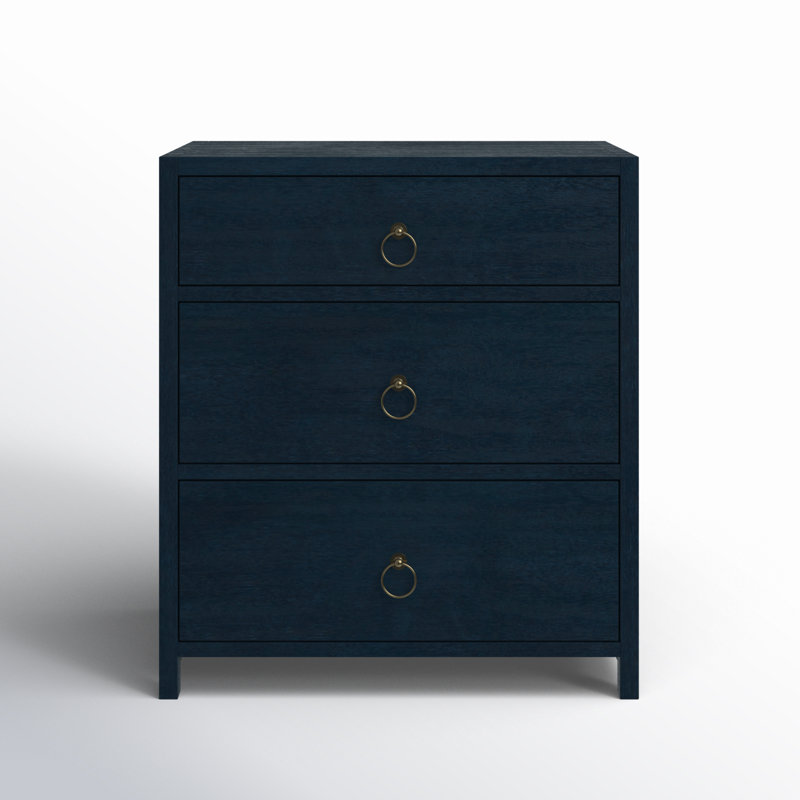 Elin 3 - Drawer 25" Nightstand, Navy Blue