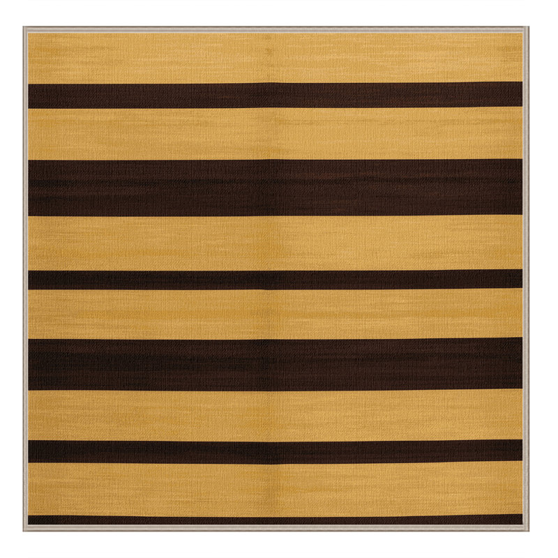 Machine Washable Horizontal Stripes Yellow Area Rug, Square 3'